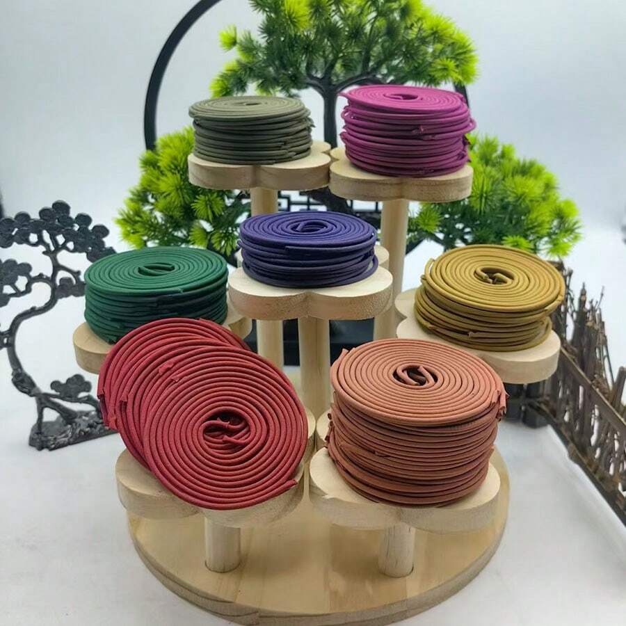 40pcs New Chinese Style Multi-Color Spiral Incense, Fragrant Floral Aroma Coil Incense Sticks With Ingredients Like Dragon's Blood, Sage, Cherry Blossom, Lavender, Suitable For Yoga, Meditation, Sleep, Relaxation