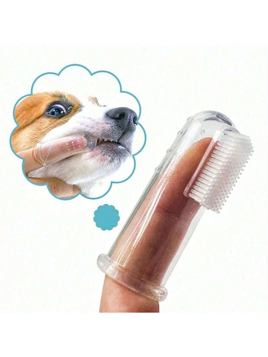 1pc Pet Finger Toothbrush Pet Toothbrush Silicone Toothbrush Puppy Cat Finger Set Brush Finger Pet Toothbrush Small Size Suitable For Dogs And Cats