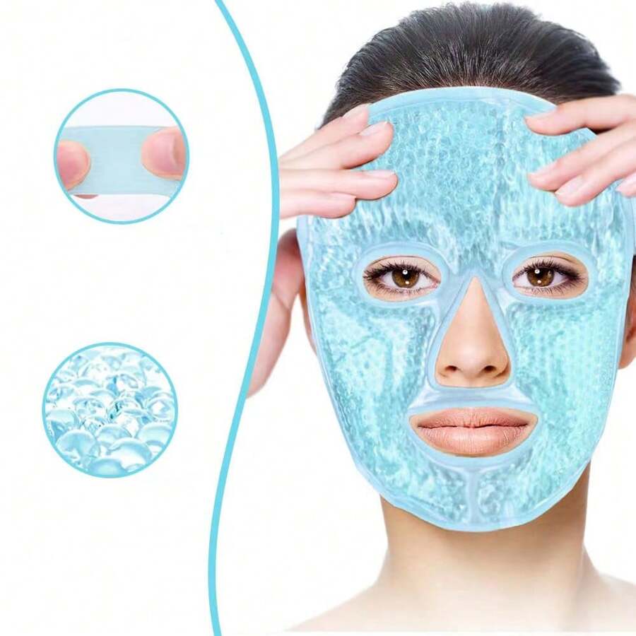 Ice Pack Face Mask, Cold Compress Face Mask, Double-Sided Cooling Face Mask, Cooling Gel Mask And Eye Mask Set For Neck And Shoulder, Reusable Cold Eye Mask, Relieve Fatigue, Soothing Gel Bead Face And Eye Mask For Home And Spa - Fragrance-Free And Alcohol-Free, Suitable For All Skin Types
