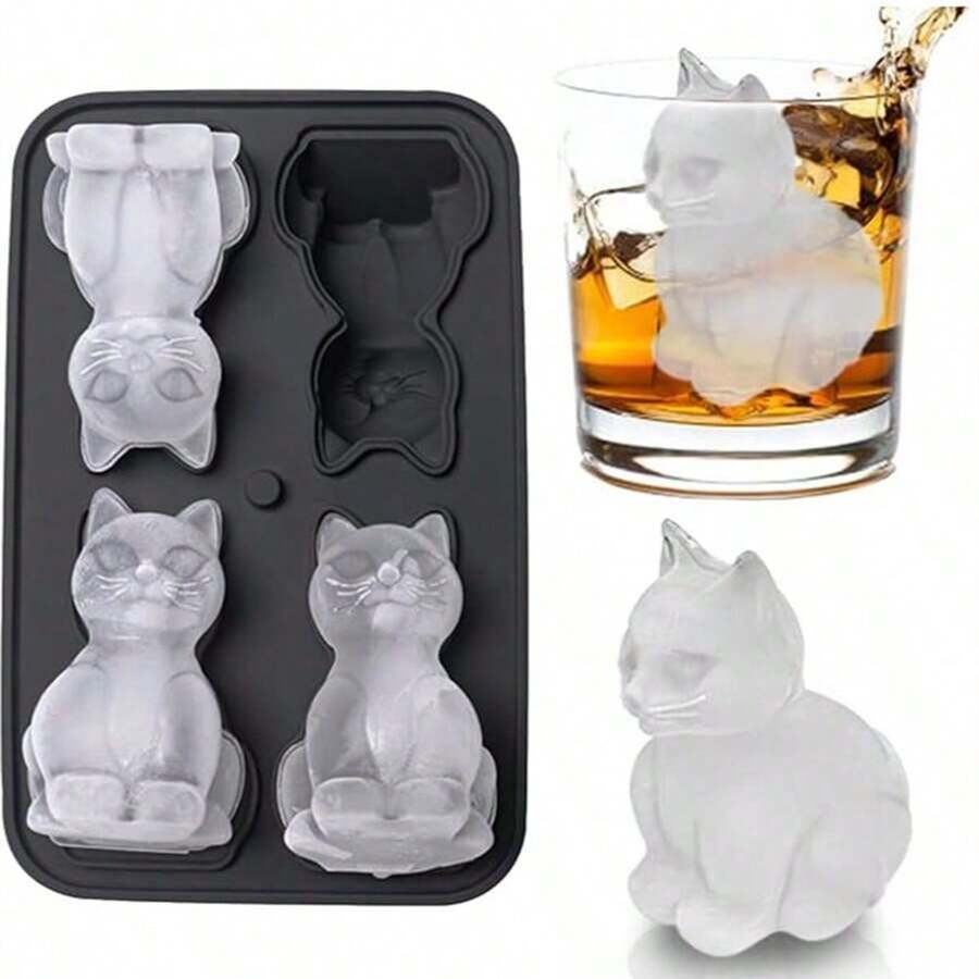 1pc Ice Cube Tray, Silicone Cartoon Cat Ice Pop/Popsicle Mold, Home Ice Cube Maker