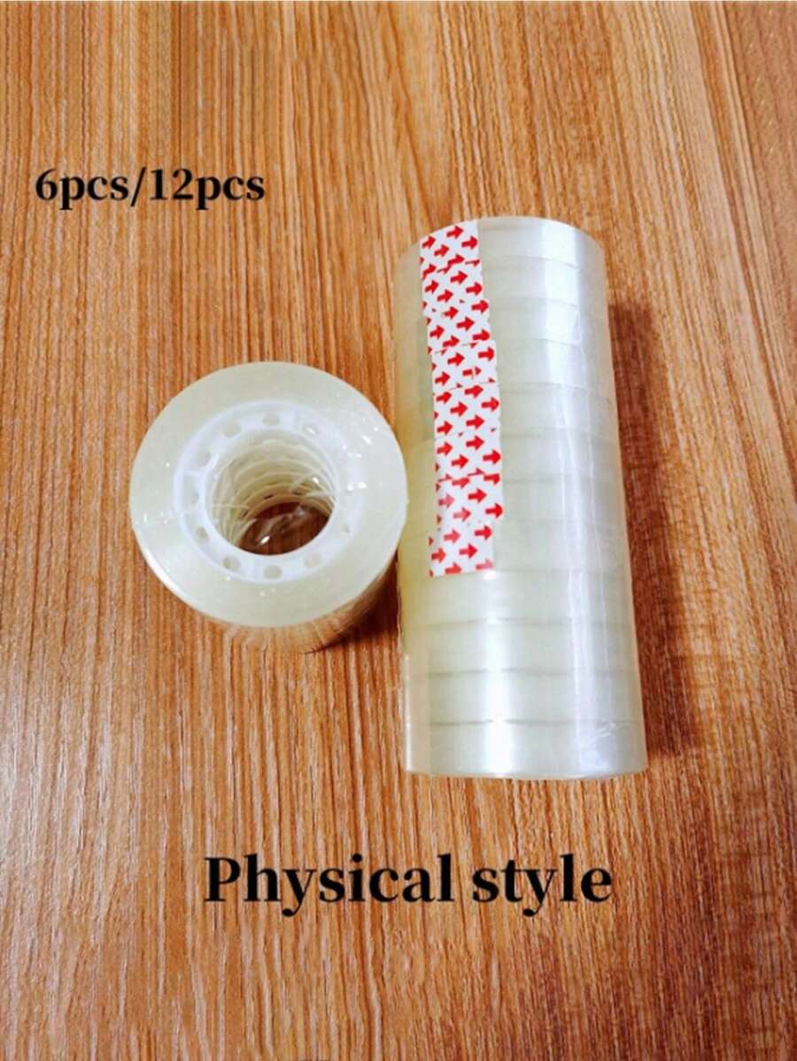 30pcs/24pcs/18pcs/12pcs/6pcs Transparent Tape, Transparent Gift Packaging Tape, Suitable For Gift Packaging, Crafts Transparent Tape, Student Stationery Supplies, Small Sealing Tape Suitable For Home, School, And Office Use