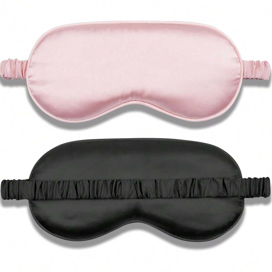 Sleep Mask 2 Packs, Soft Blackout Eye Mask For Women Men, Eye Sleep Shade Cover For Back And Side Sleeper, Sleeping Mask Night Blindfold For Night Sleep, Travel, Nap (Pink, Black)