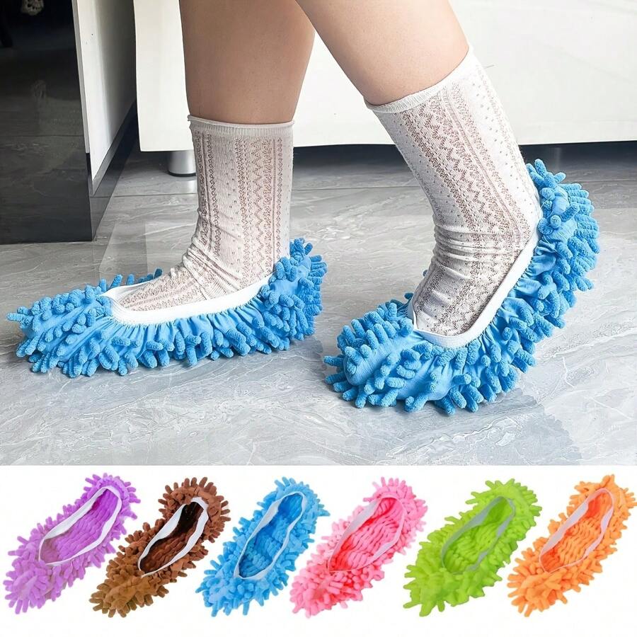 Set Of 4 Ultra-Fine Microfiber Mop Slippers - Washable And Reusable Shoe Covers That Make Floor Cleaning Easy, Soft Foot Covers Suitable For Dusting In Bedrooms, Kitchens, And Bathrooms.