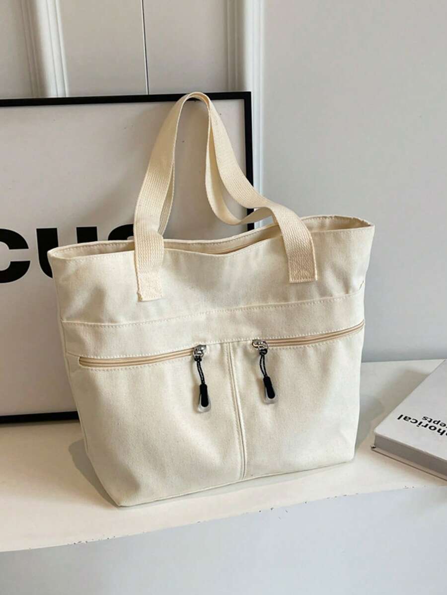 1pc Large-Capacity Canvas Tote Bag For Women, New Style 2025, Suitable For School And Commuting, Crossbody Bag.