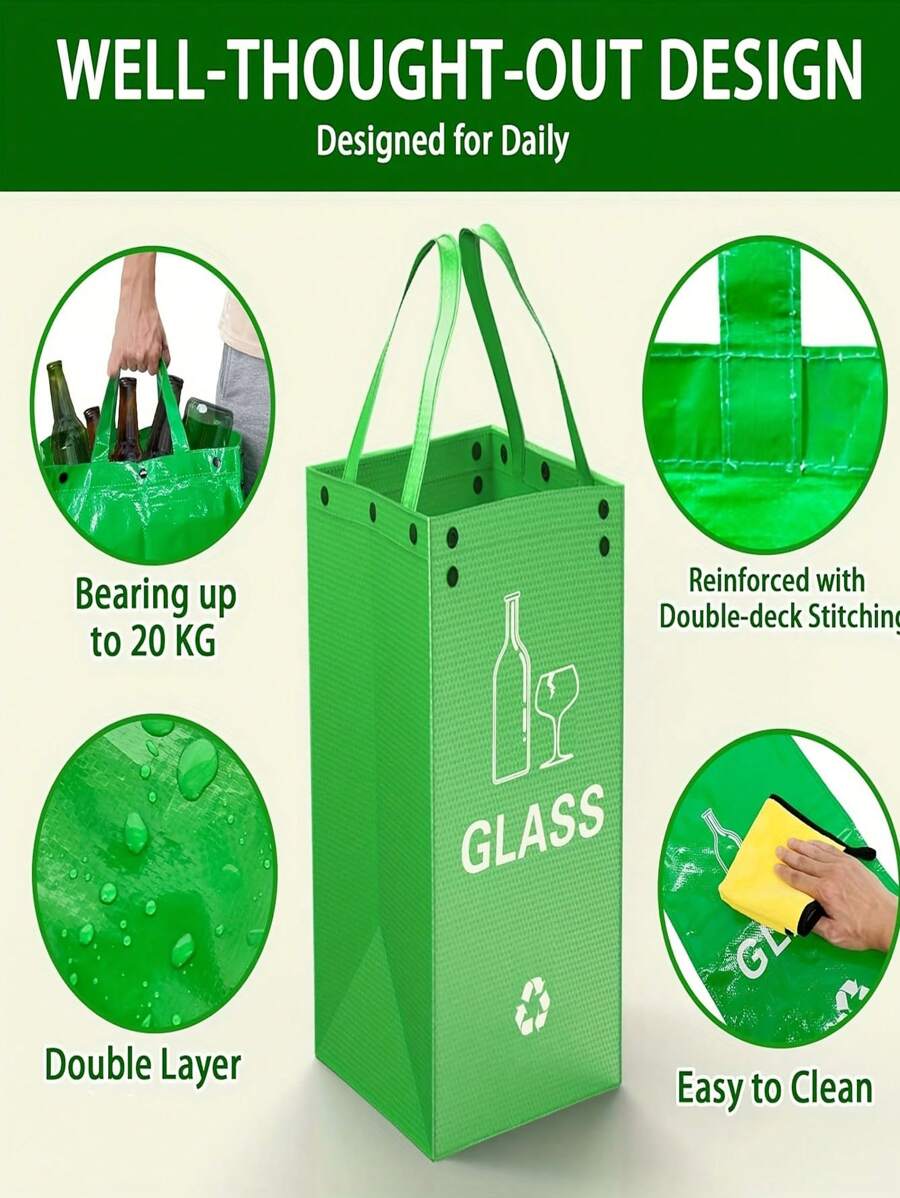 Color Printed 3-In-1 Trash Bags - Foldable Polypropylene Storage Bags ,Separate Recycling Waste Bin Bags For Kitchen Home Hotels And Property Management,Waste Trash Sorting Organizer, Reusable Waterproof Back To School