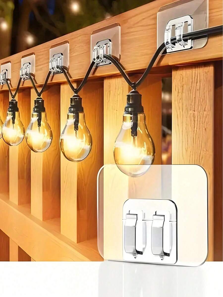 10 Peças Conjunto de Ganchos de Plástico Transparente à Prova d'Água, Clipes Fixadores de Fio - Adequado para Tapete de Carro, Organizador de Banheiro, Luzes de Corda ao Ar Livre, Gerenciamento de Cabos - Resistente a UV, Clipes Autoadesivos Claros - Perfeito para Pendurar Luzes de Natal, Organização de Cabos e Cordas