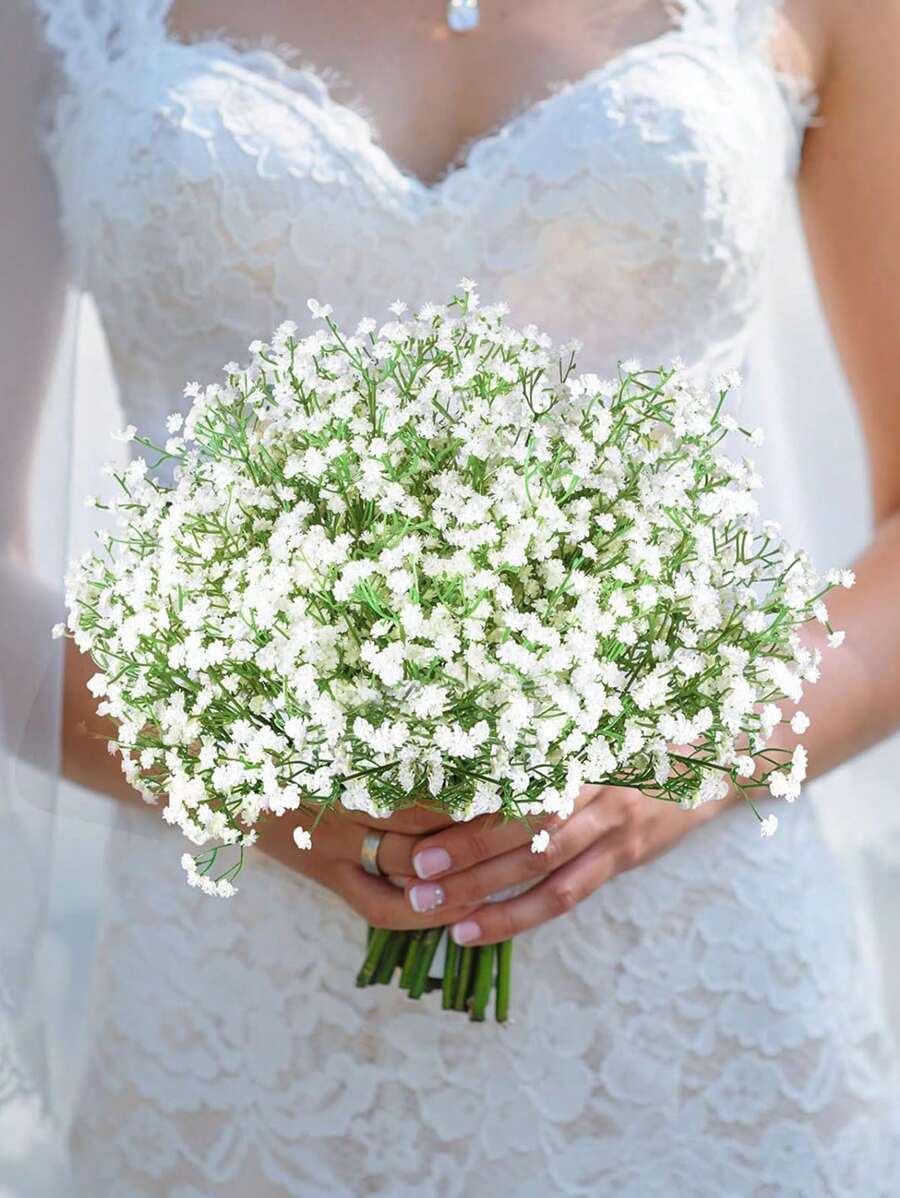 6pcs Artificial Baby's Breath Wedding Bouquet, Suitable For Wedding Party, Home Garden Decoration