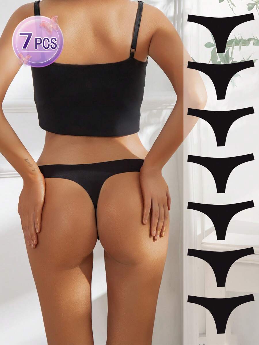 Set de 7 tangas sin costuras para mujer, sexy y de tela fina y cómoda, adecuado como regalo para el Día de San Valentín, Navidad o cumpleaños