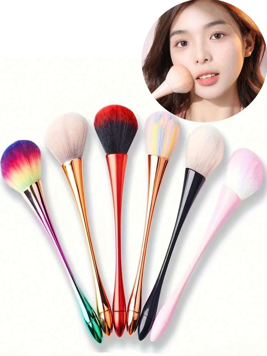 2 Peças Conjunto de Pincéis de Maquiagem para Iniciantes - Pincéis de Pó, Blush, Iluminador, Cerdas de Poliéster Livres de Álcool, Cabos de ABS, Adequado para Todos os Tipos de Pele