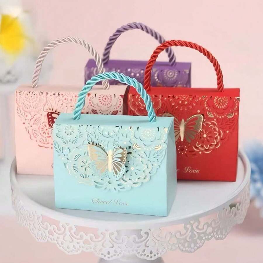 10 pezzi Scatoline regalo a forma di farfalla vuota, scatole per bomboniere per matrimoni, adatte per regali di nozze, eleganti bomboniere per damigelle e feste, perfette per addii al nubilato e occasioni speciali