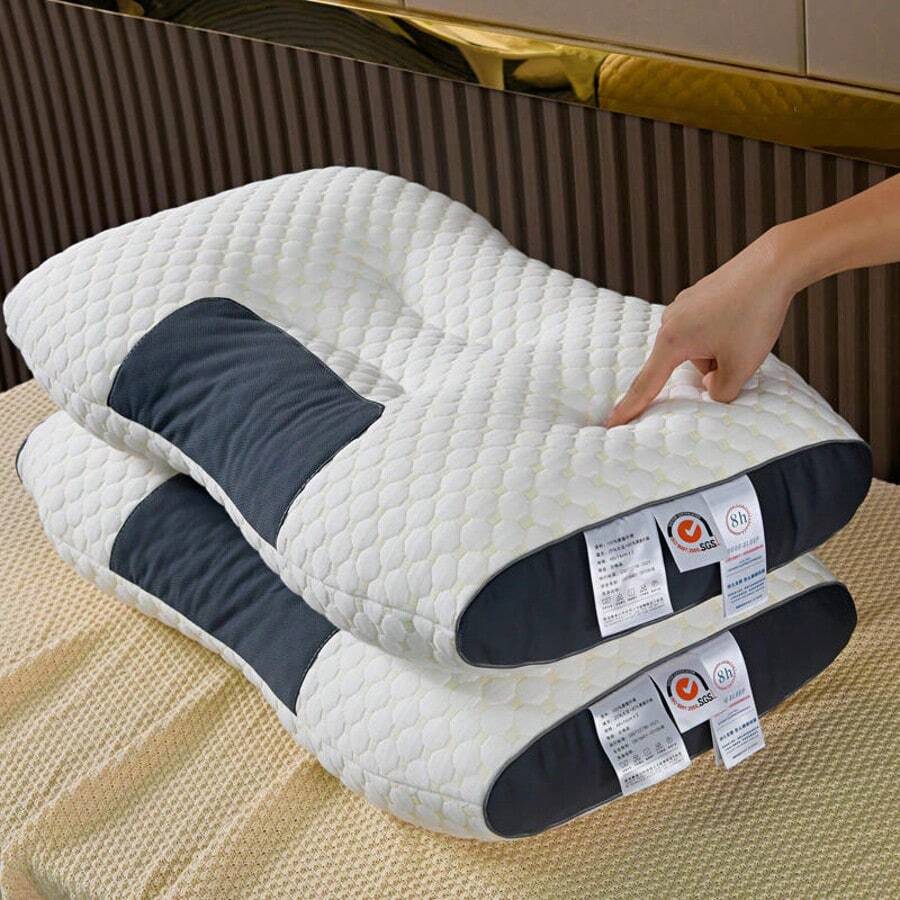 2PCS Pillow Knitted Neck Pillow For Side, Back And Prone Sleeping, Bed Pillow, Deep Sleep, Ergonomic Orthopedic Contour Neck Support, Removable Pillowcase, More Comfortable Bedding Family Holiday Gifts Easter