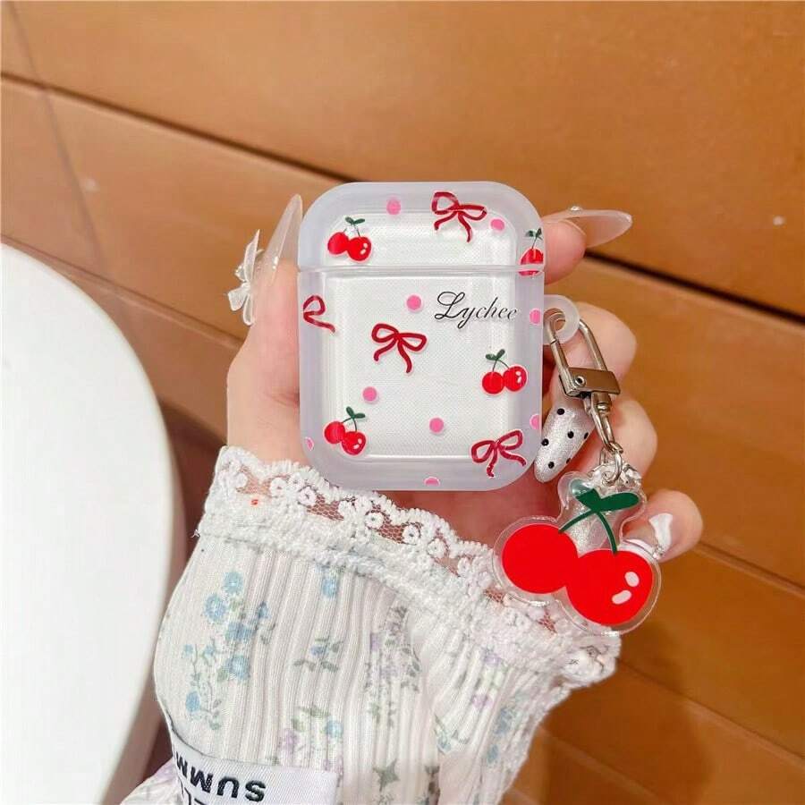 1 pieza Estuche para audífonos con moño de cereza para , 1/2, estuche protector para nuevos audífonos inalámbricos 3/Pro/Pro 2, regalo para novio/novia