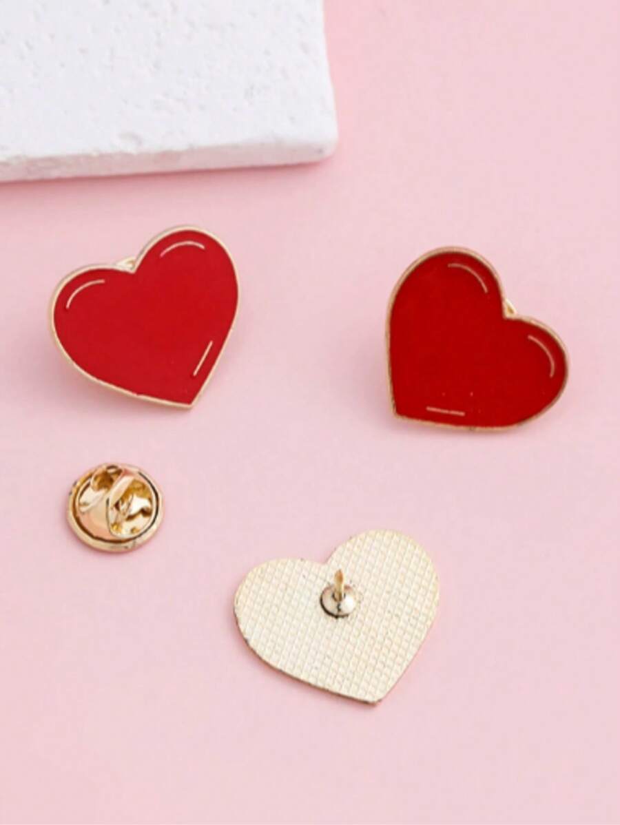 1pc Heart Give Power Letter Brooch Enamel Badge Jewelry Gift Zinc Alloy Gold Plated
