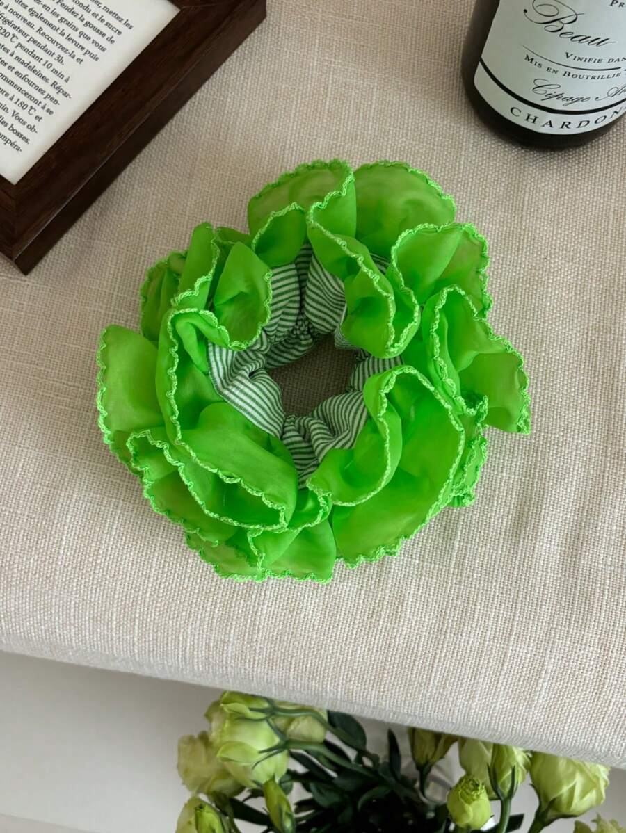 Women's Solid Color 4-Layer Ruched Scrunchie, Soft & Elegant Hair Ring, Hair Tie Scrunchies