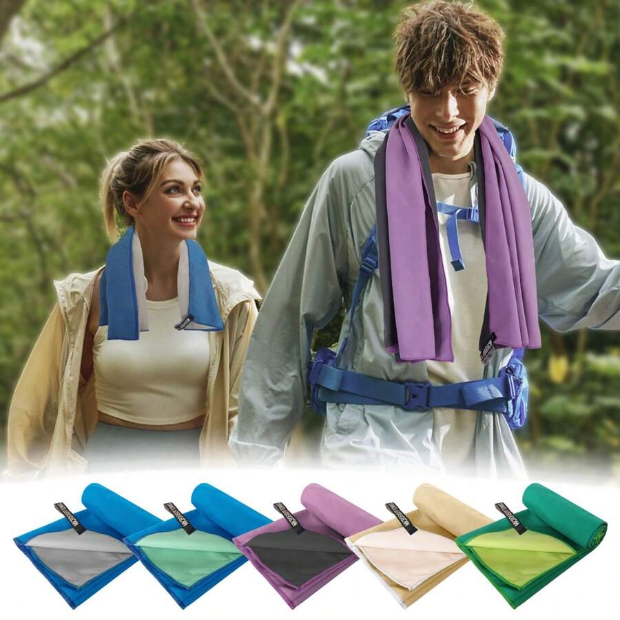 Asciugamani da campeggio all'aperto a doppia faccia, ad asciugatura rapida, disponibili in vari colori e dimensioni, super assorbenti, in fibra ultrafine, asciugamani da spiaggia essenziali per l'estate, il campeggio, gli accessori da spiaggia e i regali per le vacanze