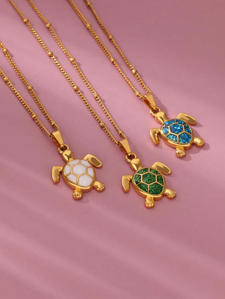 1PC Mode Groene Schildpad Kettingen Voor Vrouwen Goud Kleur Rvs Zeeschildpad Hanger Ketting Bruiloft Esthetische Boho Sieraden Gift