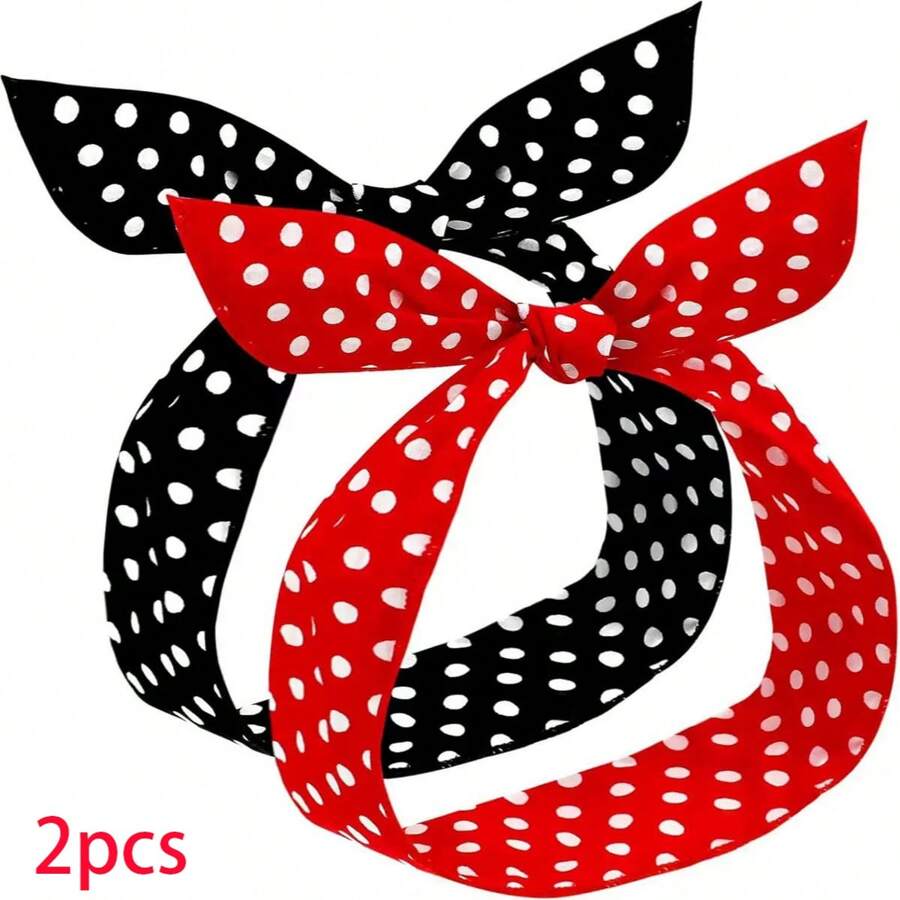 2 Stück Frauen Bandana, Polka Punkt und Streifen Stirnband im Vintage Stil Muster, Haarband, Turban Stirnband, Schweißband, modischer Haarreif für den täglichen Gebrauch