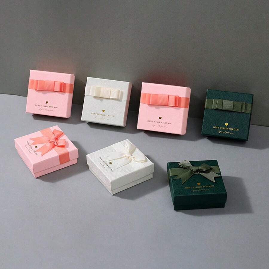 Caja de exhibición y almacenamiento de joyas, con diversos estilos de cajas de regalo, cajas de almacenamiento de joyas con moño, para guardar anillos, collares, pulseras, aretes, etc.