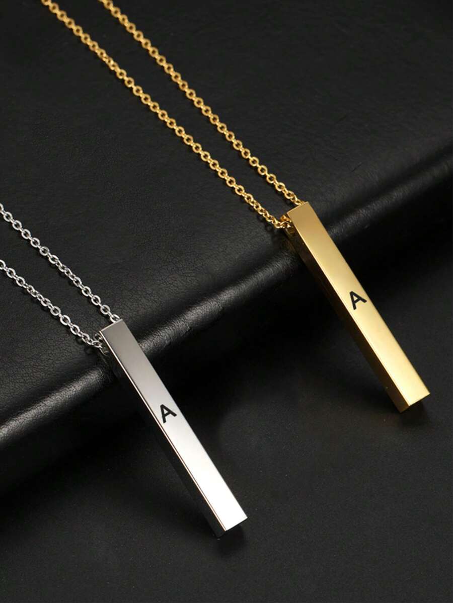 LIKGREAT 1pc Women Stainless Steel A-Z Letter Initial Name Pendant Necklace, Gift For Family, Friends, Lovers On Valentine's Day