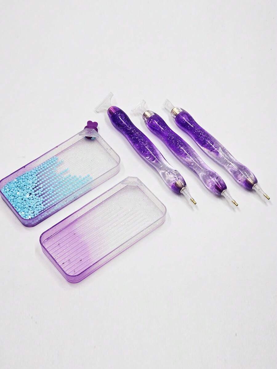 1Set Replacement Nibs For New Design Curve Pens Suitable For 5D Diamond Painting - DIY Art Paint Brush Kit With 6 Replaceable Plastic Heads And Glue, Perfectly Suited Resin Pen Tips Ideal For Dotting Drillers, Great For DIY Arts Projects & Nail Art Accessories