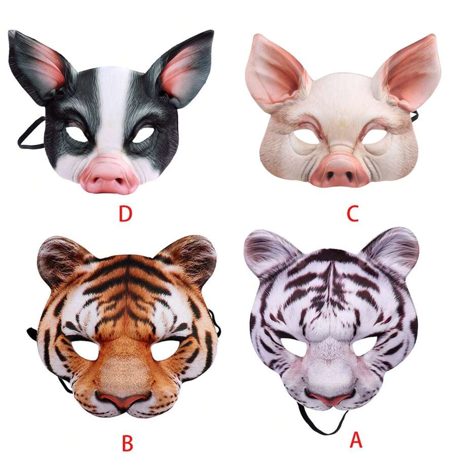 1 Pezzo Maschera 3D da Metà Viso da Animale Tigre-Maiale Unisex per Ognissanti, Festa in Maschera, Cosplay, Decorazioni