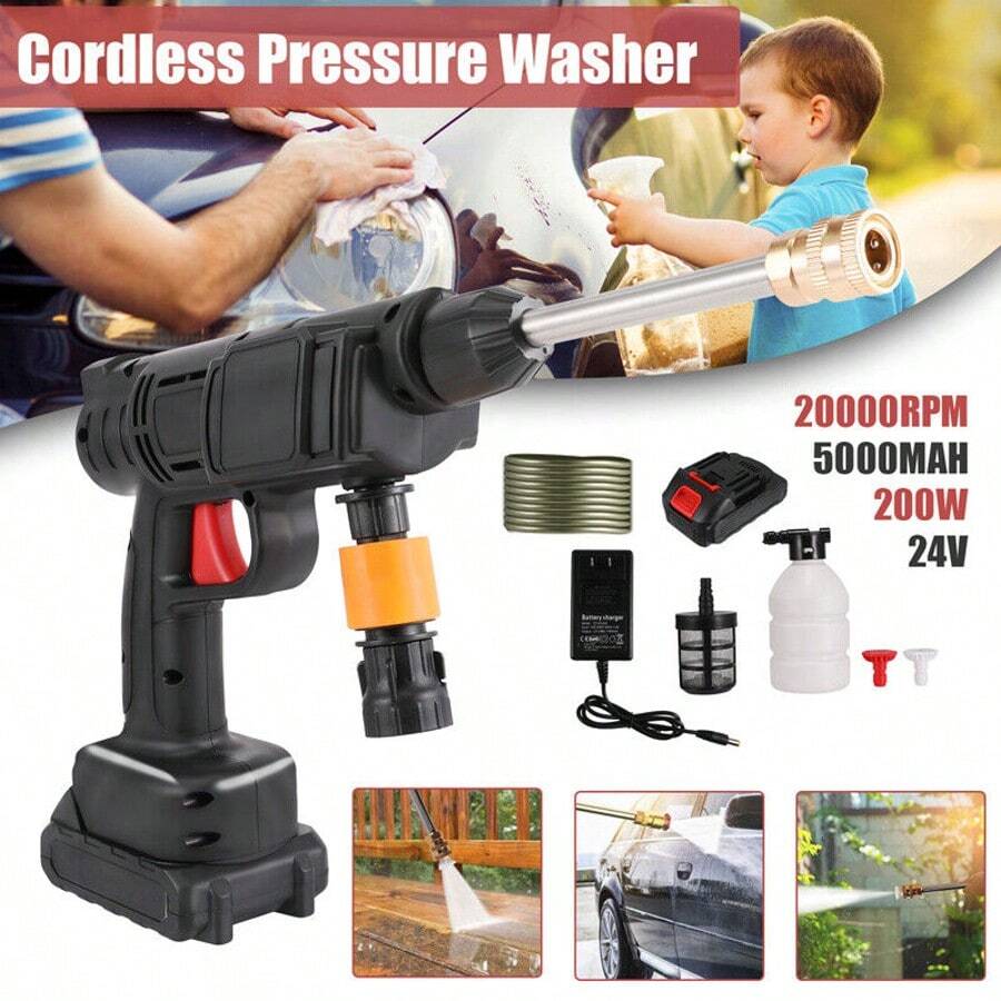 High Pressure Car Washer Machine, High Pressure Cleaner Car, Adjustable Water Type, Self-Priming Design, 240W High Power, For Car Detailing, Fence, Floor Cleaning & Watering