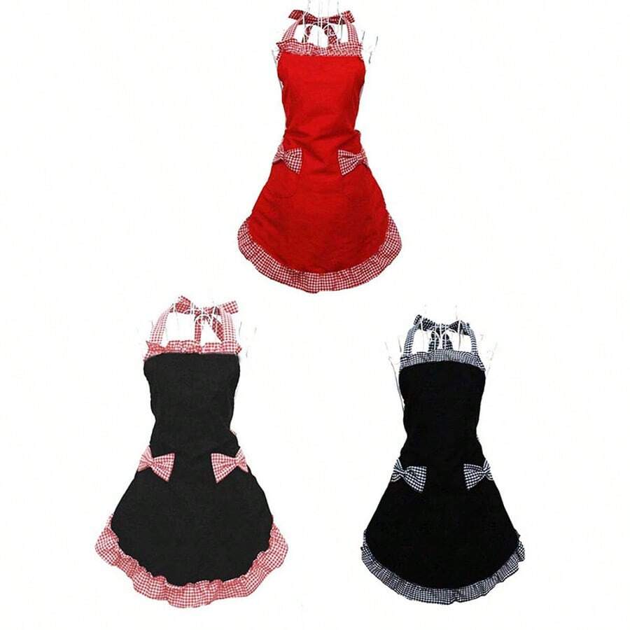Cute Retro Style Women's Apron With Pocket For Kitchen, Sexy Vintage Apron For Ladies, Girls, Mother's Day Gift, Suitable For Waitress In Restaurants, Cafes, Hotels