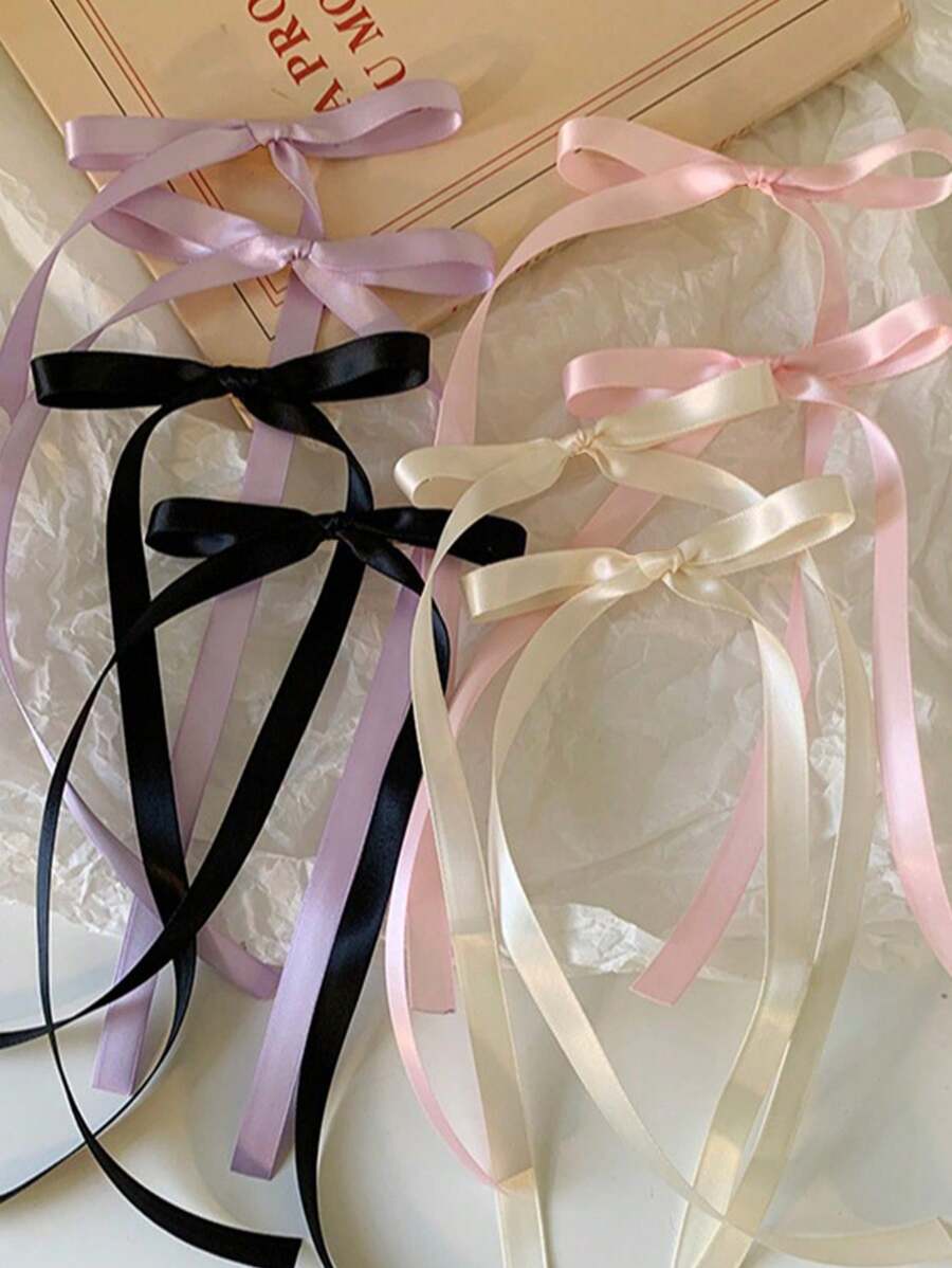 8pcs Women's Ballet Style Bowknot Hair Clip With Streamer, Sweet & Cute Hair Accessory For Girls Claw Clips Hair Claws Hair Barrettes