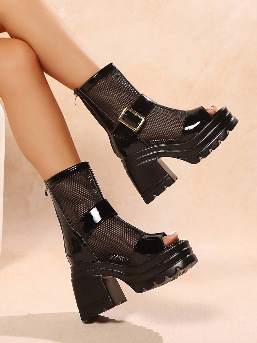 Women's Solid Color Fashion Sandals, Ankle Strap Flat Soft Sole Backless Shoes, Open Toe Block Heel