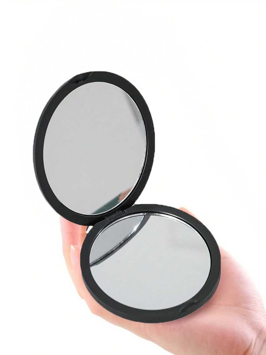1 Stück tragbarer, faltbarer Kosmetikspiegel zum Selbermachen mit Cremekleber und 360°-Klappdeckel für Make-up, Reisen, Handtasche, Büro, Schule, Zuhause und Frauen, Mädchen, Teenager – kompakter runder Spiegel (blau/pink)