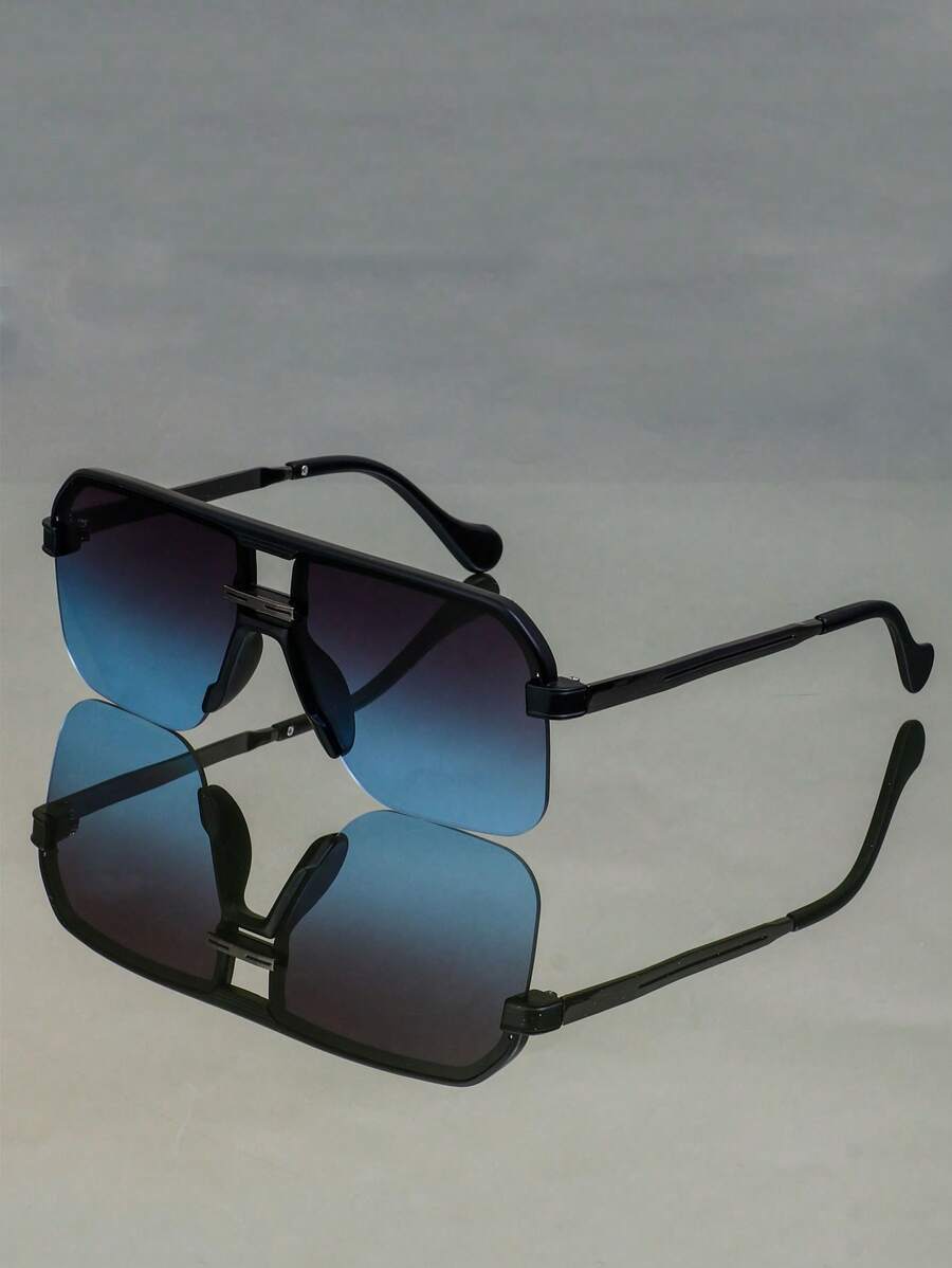 Nuevas gafas de moda con doble puente y montura retro de media montura, elegantes y minimalistas, versátiles para la playa, fiestas y uso diario, adecuadas tanto para hombres como para mujeres