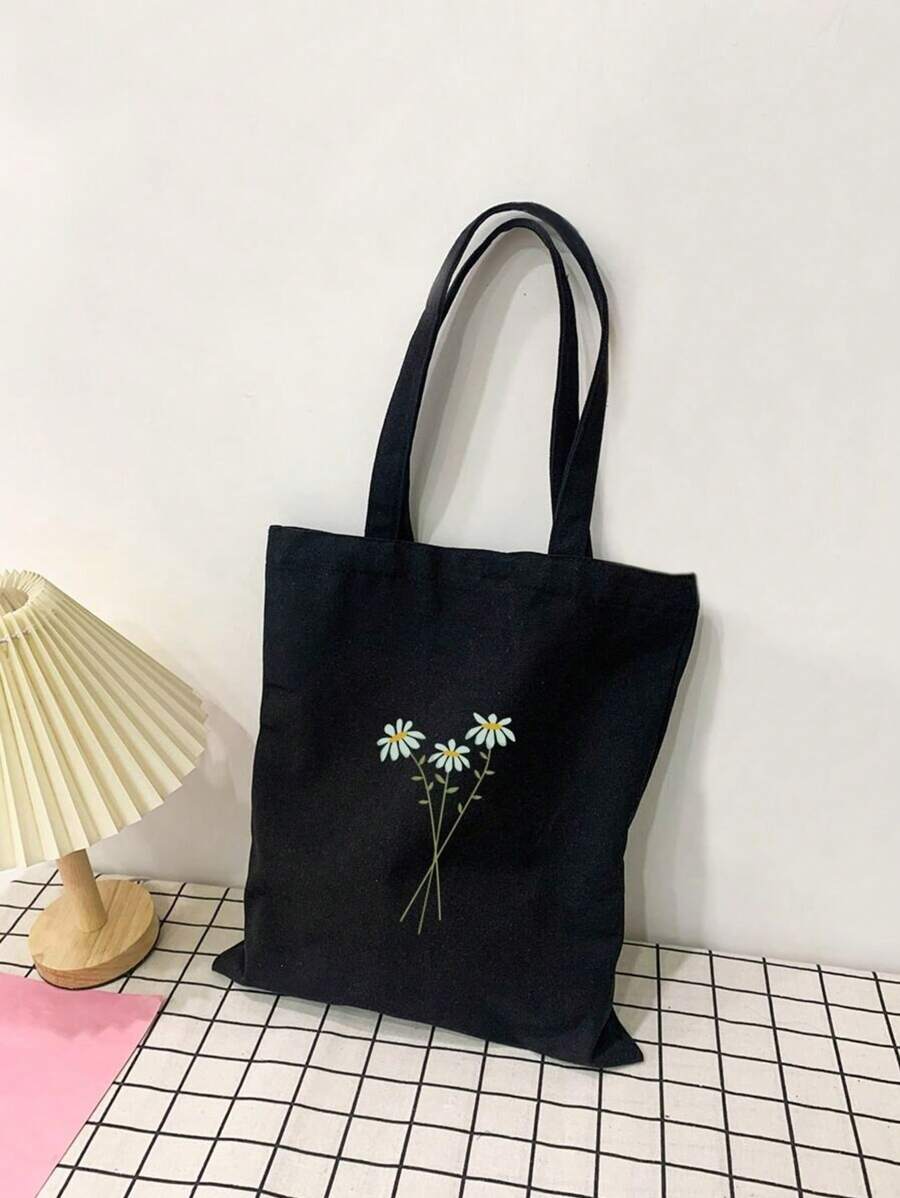 Floral Print Shopper Bag School Bag For Graduate,Teen Girls,Freshman,Sophomore,Junior & Senior In College,University & High School,Perfect For Outdoors,Travel & Back To School,School Bag,Large Capacity,Portable,For Teen Girls Women College Students,White-Collar Workers,Perfect For Work,Back To School,Middle School,High School,College,Vacation