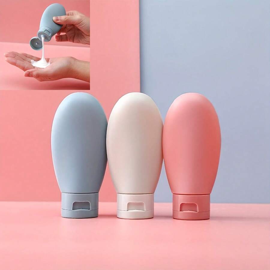 3pcs Travel Accessories Set, Refillable Cosmetic Containers For Shampoo Shower Gel Face Wash Lotion, Leak-Proof Squeeze Tube Bottles, Portable Travel Kit
