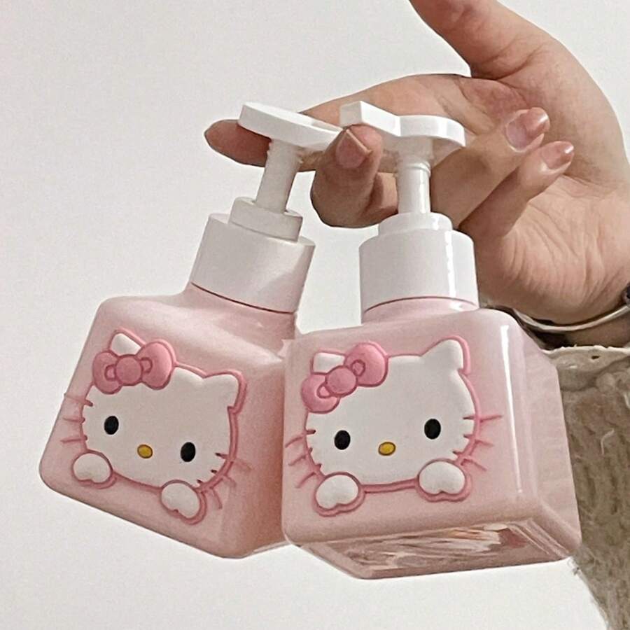 Sanrio 1 Stück Katzen Spender Flasche, süße hochwertige nachfüllbare Flasche als Seifenspender, Lotionsspender, Handdesinfektionsspender für den Hausgebrauch, Schulanfang