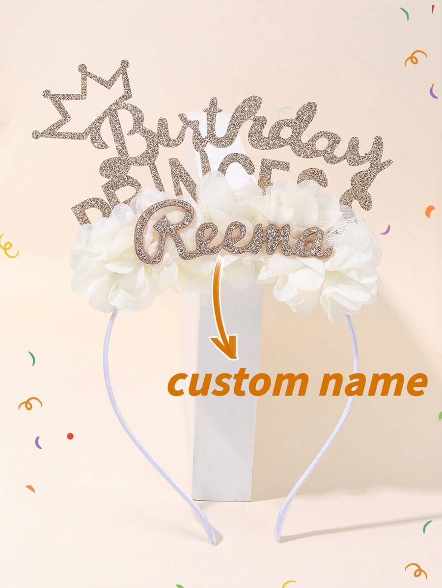 1 Stück personalisiertes Namens-Stirnband für Mädchen, goldfarbener glitzernder Haarreif mit individuellem Namen, glitzernder Geburtstags-Haarreif, Feiertagsgeschenk Haarschmuck Kinderzubehör