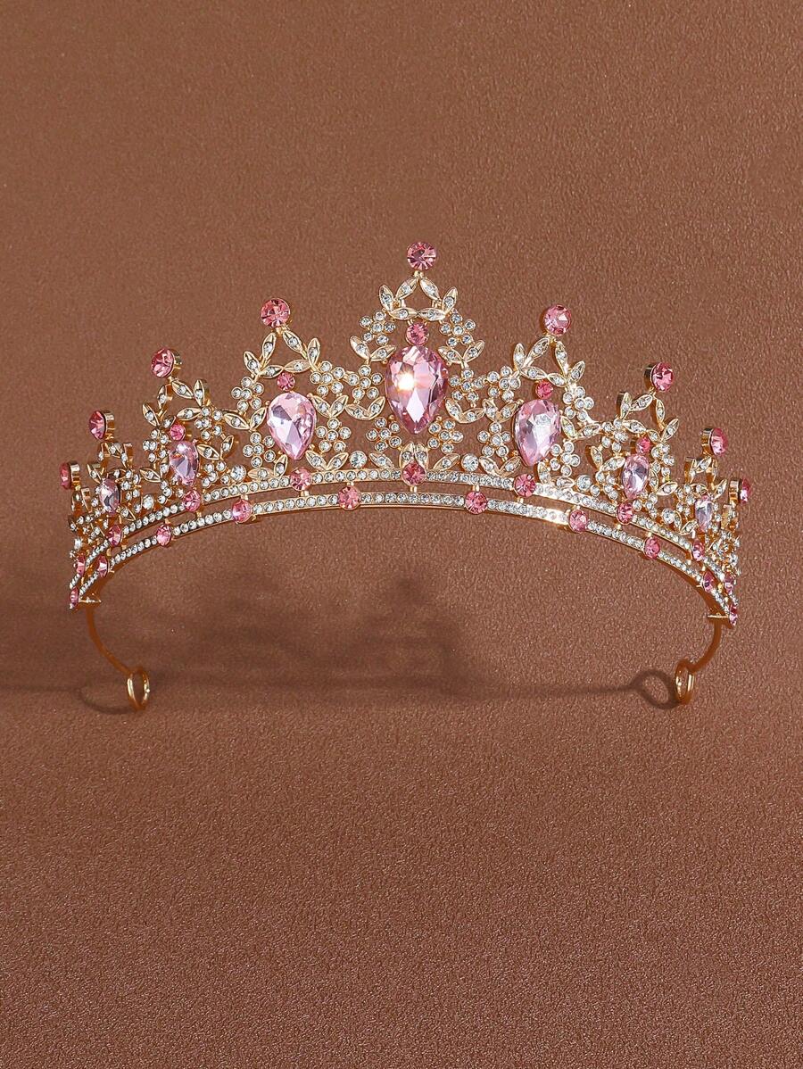 1 buc Coroană Roz Tiara Pentru Femei Coroana Prințesă de Cristal, Bandă de Păr Ziua de Naștere Regina Stras Cadou de Ziua de Naștere, Coroana Quinceanera Pentru Nuntă Petrecere Bal Accesorii