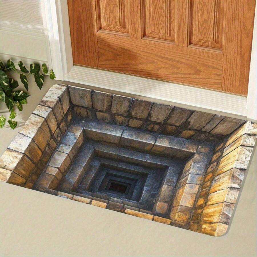 1pc, 3D Optical Illusion Door Mat 2D Flat Welcome Doormat Suitable For Indoor And Outdoor Use, Machine Washable, Perfect For Front Doors, Entryways, Bedroom, Laundry Area Home Decor, 2D Flat