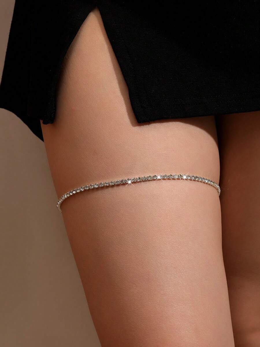 1 Stück einfache Frauenbeinkette mit vollständigen Kristallen, lässiger Strandbekleidungs-Beinschmuck, sexy Beinkette
