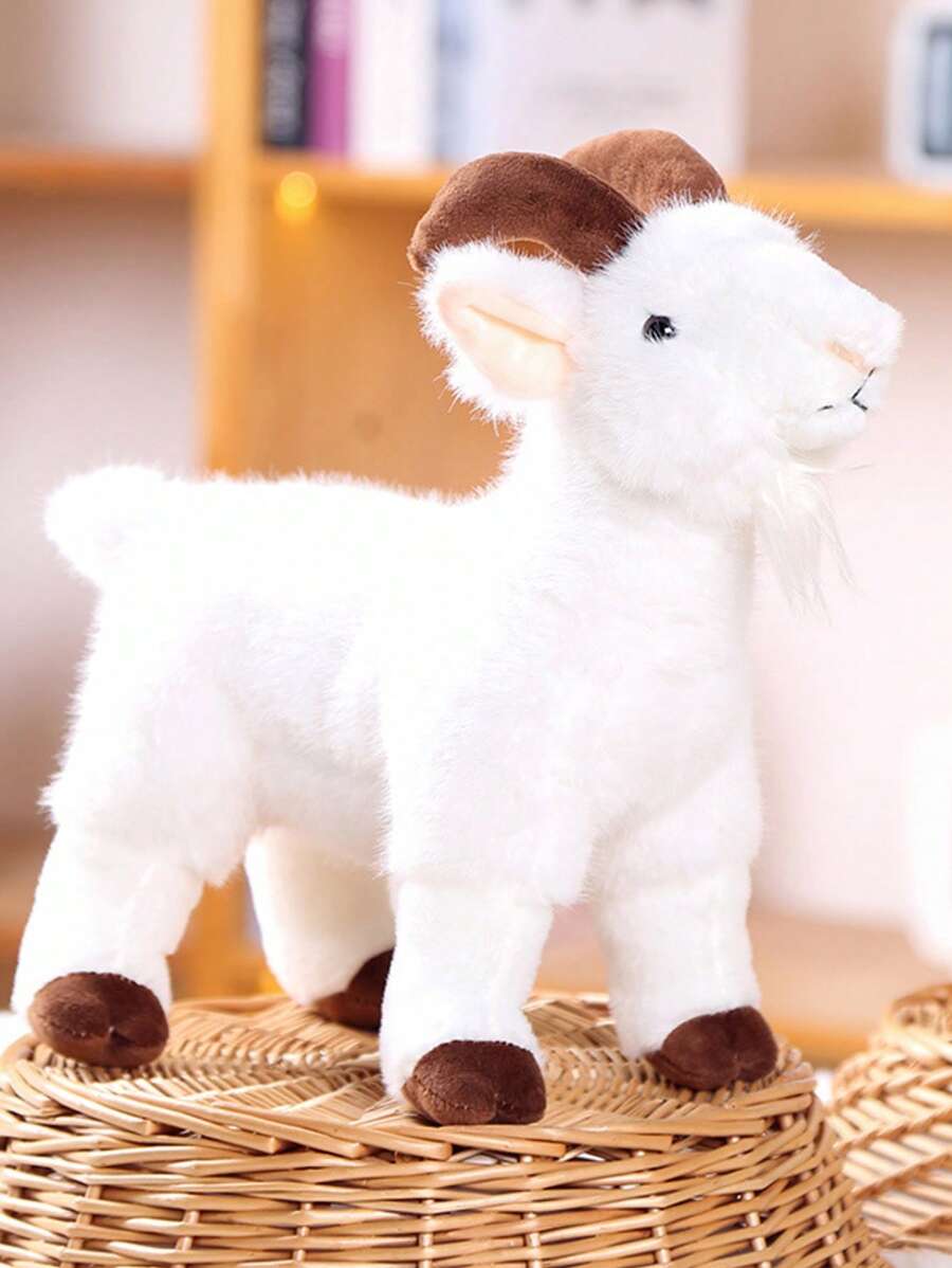 1 pezzo Bambola in peluche a simulazione di capra, pupazzo di pecora imbottito carino, regalo di animale per ragazze