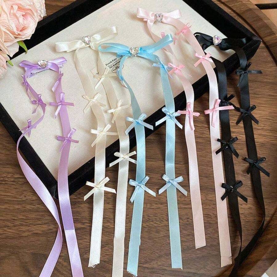 2pcs Elegant Bow Ribbon Hair Clips, Y2K Ballet Ribbon Hairpins, Sophisticated Lady Accessories Suitable For Any Occasion