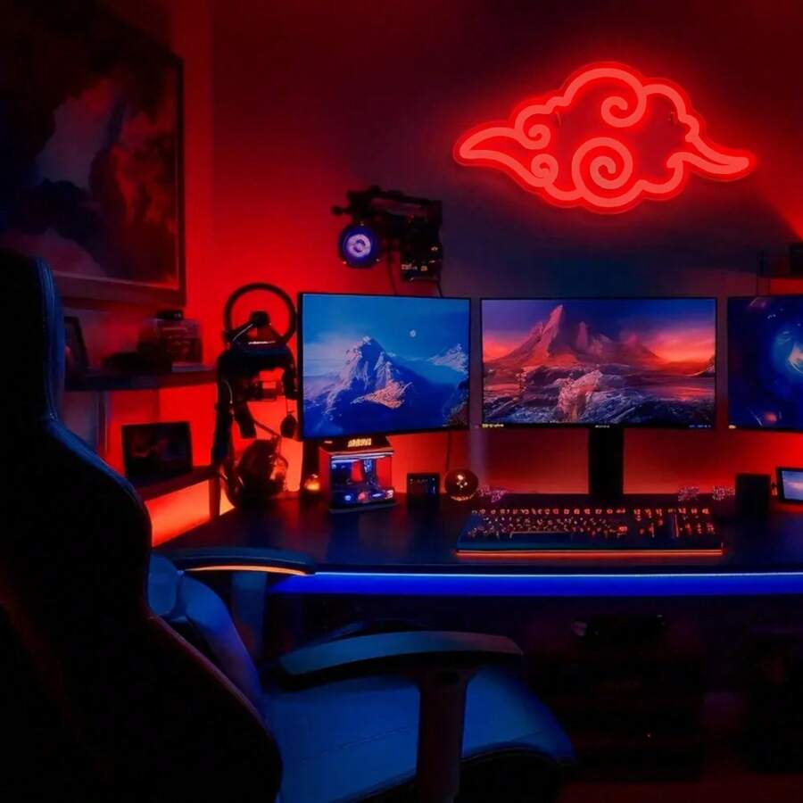 Insegna al neon a forma di nuvola rossa, decorazione da parete in stile anime, adatta per camera da letto, sala giochi e spazi maschili - a controllo interruttore, senza batterie, alimentata tramite USB, regalo perfetto per fan di anime