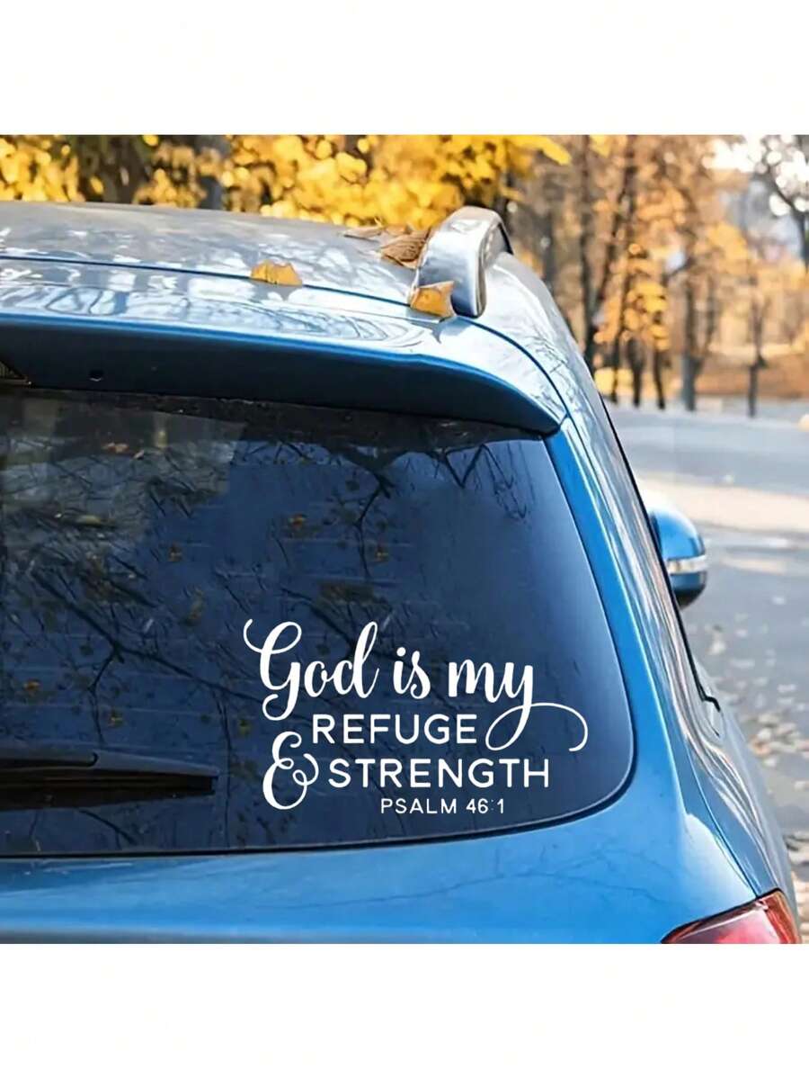 God Is My Refuge & Strength" Psalm 46:1 Vinyl Decal - Waterproof, Easy-To-Apply Sticker For Cars, Laptops, Windows - , Glossy Finish, Theme, Ceramic Adhesive|Glossy Finish Sticker|Waterproof Sticker