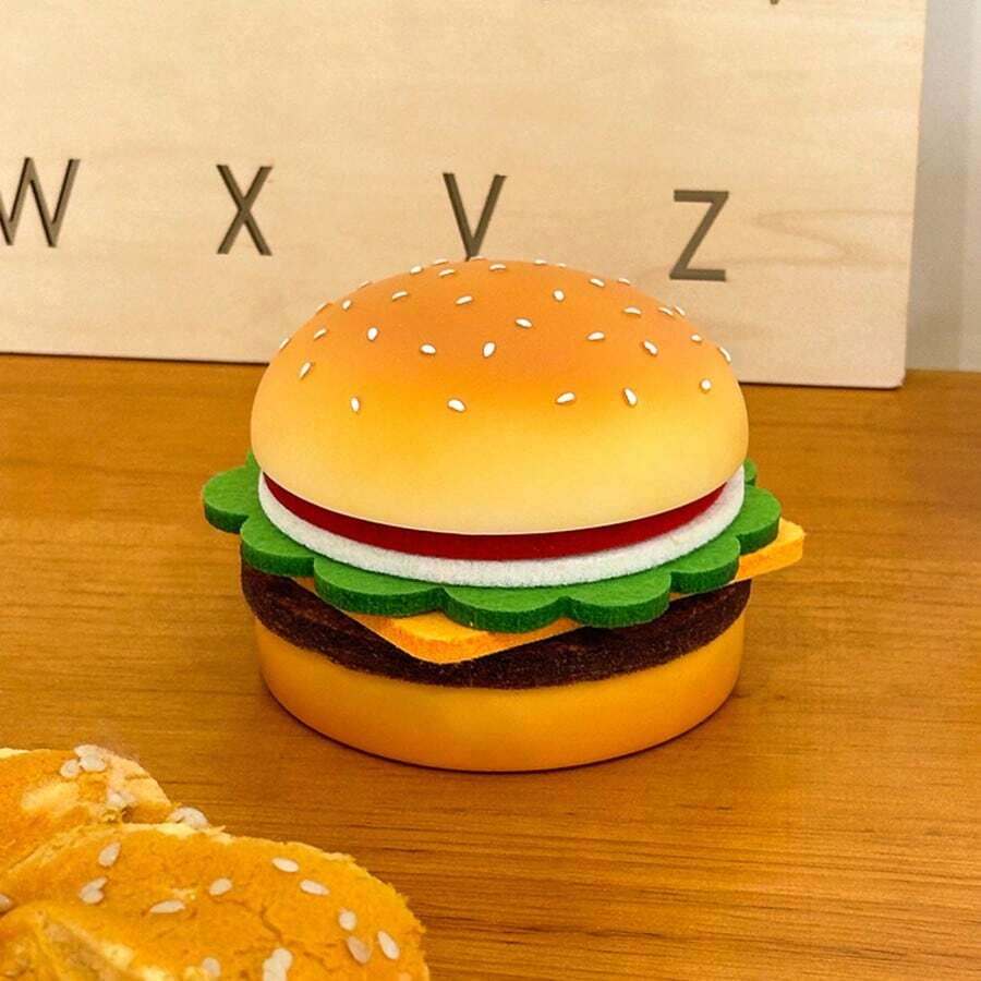 1pc Cute Resin Hamburger Shaped Heat Insulation Pad, 4 Styles Felt Cup Coasters, Multifunctional Decor Item Suitable For Home Desktop, Can Be Given As Small Surprise Gift For Friends