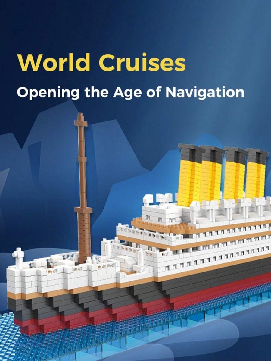 Luxury Cruise Ship Building Blocks DIY Assembly Micro Particle Model Decoration Stress Relief Toy For Adults