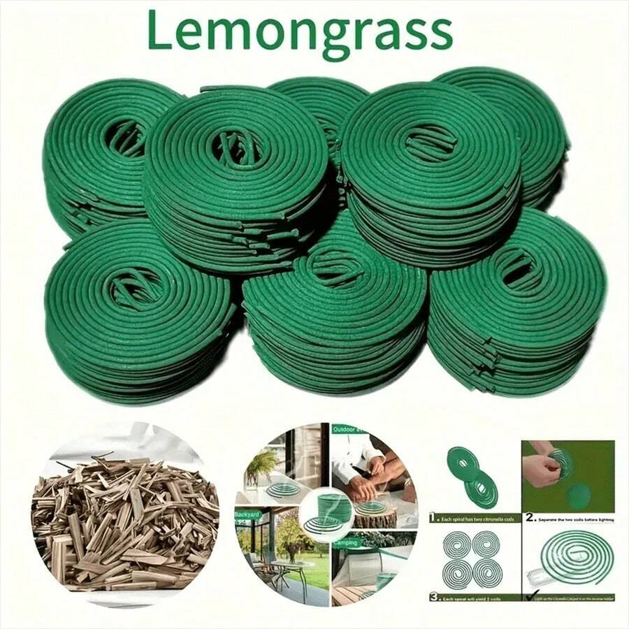 Premium Household Incense Spiral Pattern, 24/48/144pcs Lemongrass Incense Coils, Lemon Scented, Artificial Wood, Feather-Free, Suitable For Outdoor, Swimming Pool, Patio, Deck, Camping And Holiday Celebrations