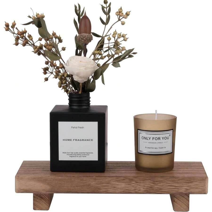 1pc Wood Pedestal Stand Display Stool For Bathroom Kitchen Sink Soap Tray Candle Plant Tray Perfect Farmhouse Decor For Bathroom And Kitchen Back To School