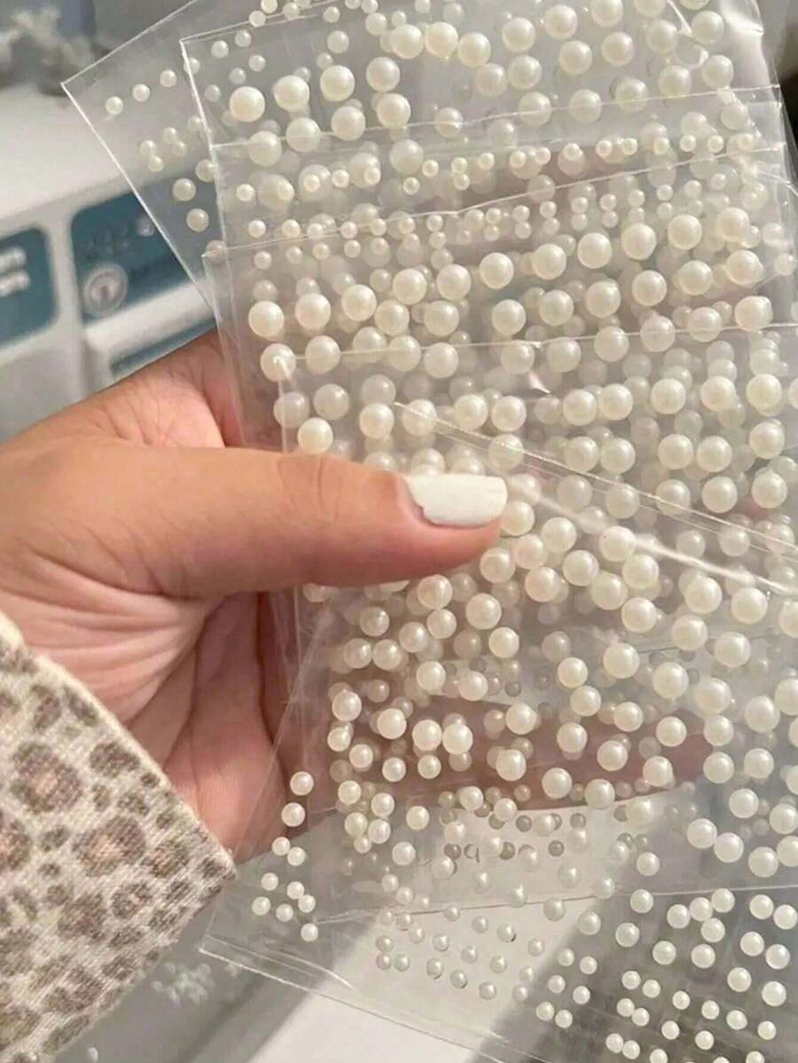 165/330 Stücke selbstklebende Kunstperlaufkleber - 3mm/4mm/5mm/6mm, 165 Stücke/Blatt, für Heimwerker Bastelarbeiten, Heimdekoration, Beauty Nail Art, Make-up Accessoire, Dekoration Weihnachtsgeschenke