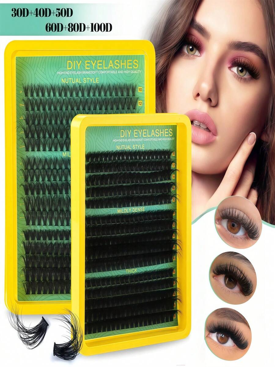 Conjunto de Cílios Luxuosos (30D/40D/50D/60D/80D/100D) Conjunto de Cílios Grossos Conjunto de Aplicadores de Cílios (300 Cílios Individuais, 8-16 mm de Comprimento e Cílios Finos), Presente para Damas