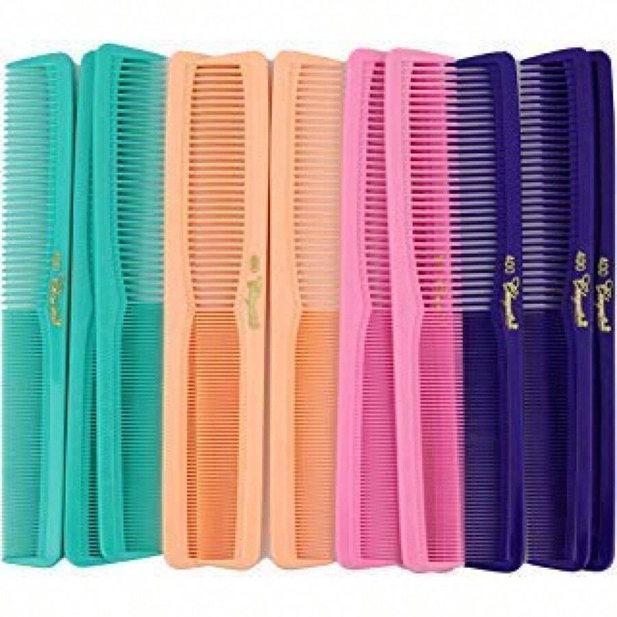 7 Inch All Purpose Hair Comb. Hair Cutting Combs. Barber's & Hairstylist Combs. Fresh Mix 12 Units.