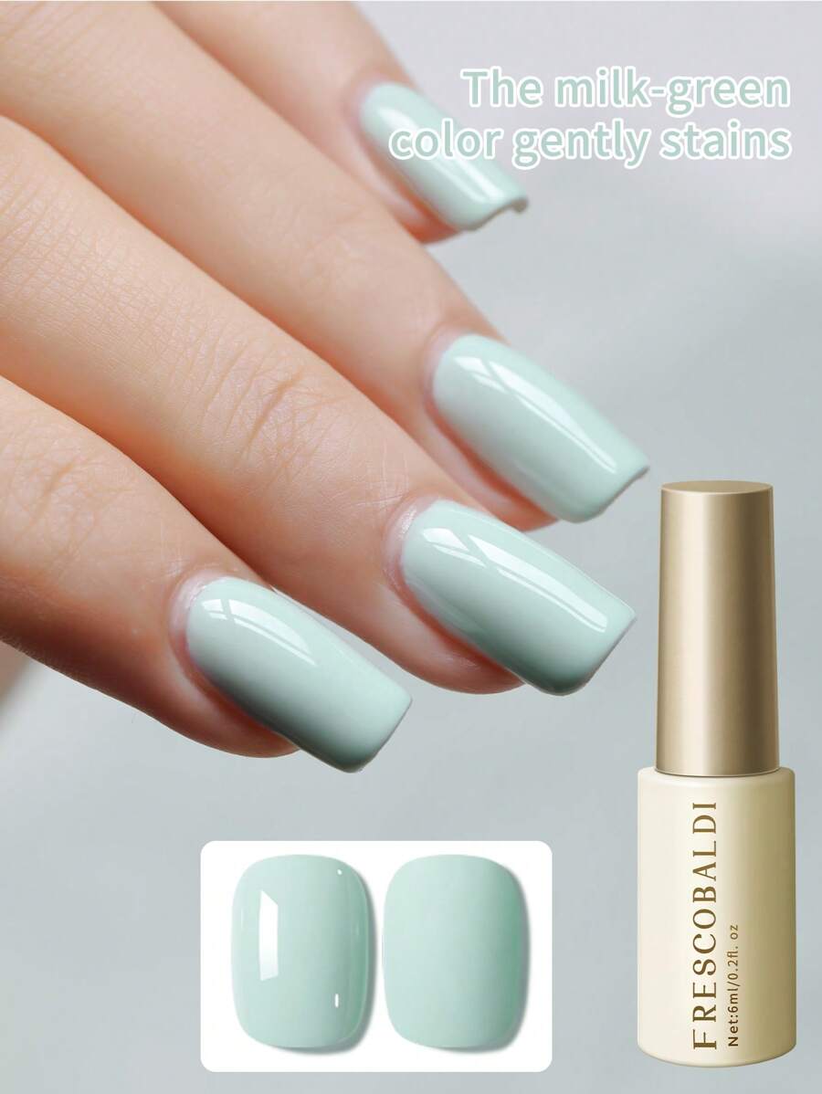 FRESCOBALDI 1PC 6ml Mint Green Nail Polish Gel Popular Color Solid Color Daily Nail Salon Set For Spring And Summer